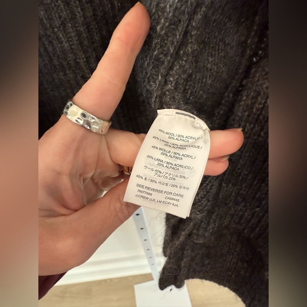 JCrew Wool Alpaca Blend Cozy Gray Open-Front Cardigan - Picture 4 of 7